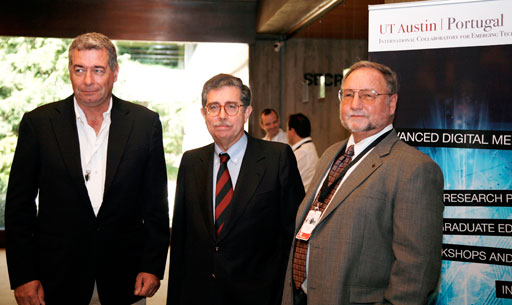 Pictured: António Câmara of UNL, Mariano Gago, and David Gibson of the IC² Institute/UT Austin at the UT Austin|Portugal Program annual conference in Lisbon, September 2010.